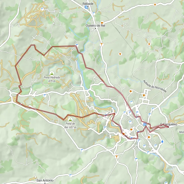 Miniatura mapy "Trasa w okolicach Lugo - Lugo - Miradoiro de Volta da Viña - Pena de Rei - Bedús - A Chanca" - trasy rowerowej w Galicia, Spain. Wygenerowane przez planer tras rowerowych Tarmacs.app