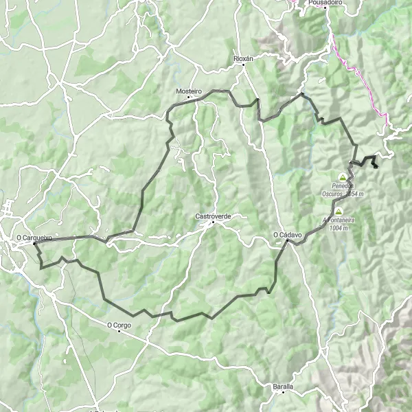 Miniatura mapy "Trasa rowerowa Monte Porriños" - trasy rowerowej w Galicia, Spain. Wygenerowane przez planer tras rowerowych Tarmacs.app
