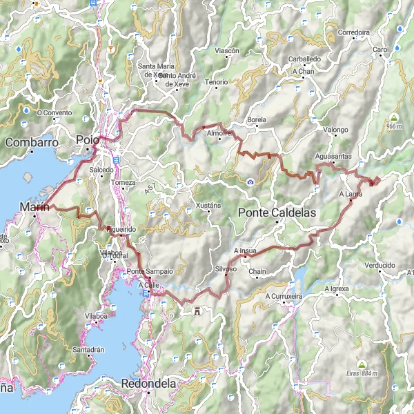 Map miniature of "Scenic Cycling Route from Marín to A Devesa" cycling inspiration in Galicia, Spain. Generated by Tarmacs.app cycling route planner