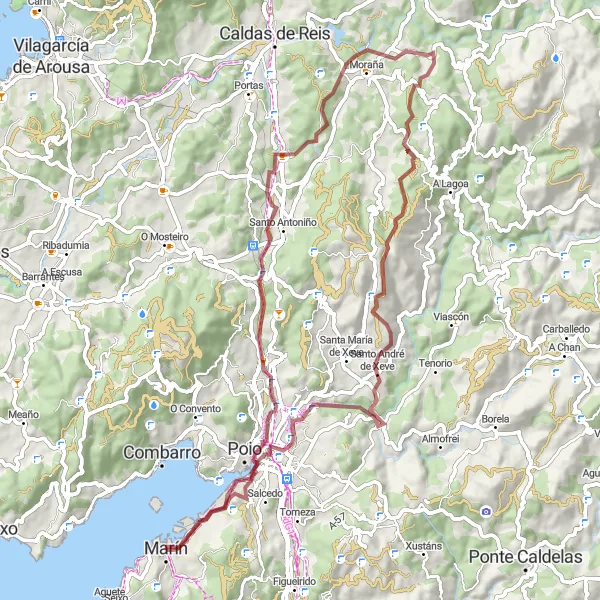 Miniaturní mapa "Marín - Ruinas de San Domingos" inspirace pro cyklisty v oblasti Galicia, Spain. Vytvořeno pomocí plánovače tras Tarmacs.app