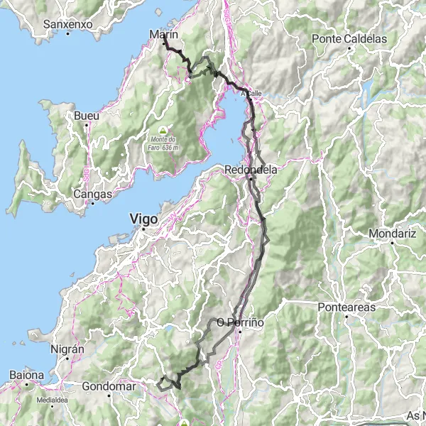 Map miniature of "Climb to the Heights" cycling inspiration in Galicia, Spain. Generated by Tarmacs.app cycling route planner
