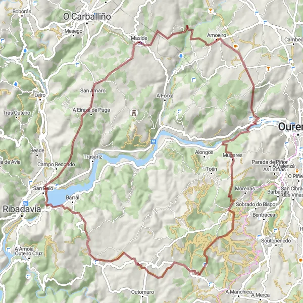 Map miniature of "The Gravel Rollercoaster" cycling inspiration in Galicia, Spain. Generated by Tarmacs.app cycling route planner