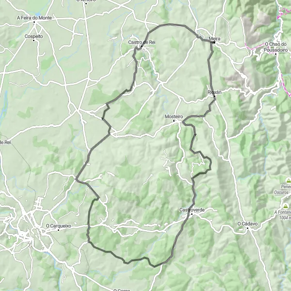 Miniatuurkaart van de fietsinspiratie "Fietsen door het groene Galicië" in Galicia, Spain. Gemaakt door de Tarmacs.app fietsrouteplanner