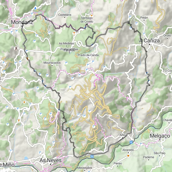 Map miniature of "Scenic Galician Beauty" cycling inspiration in Galicia, Spain. Generated by Tarmacs.app cycling route planner