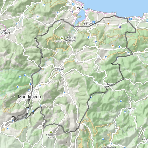 Miniatura mapy "Śladem Historycznych Mostów i Ważnych Zabytków" - trasy rowerowej w Galicia, Spain. Wygenerowane przez planer tras rowerowych Tarmacs.app