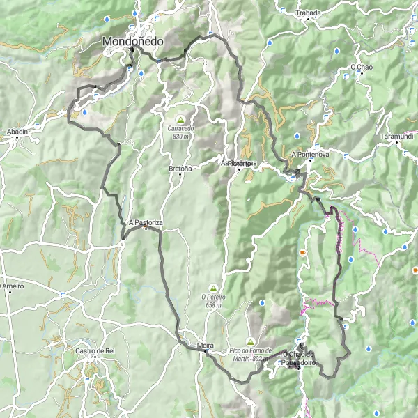 Miniatura mapy "Szlakiem Zapierających dech widoków i Potężnych Wzniosłości" - trasy rowerowej w Galicia, Spain. Wygenerowane przez planer tras rowerowych Tarmacs.app
