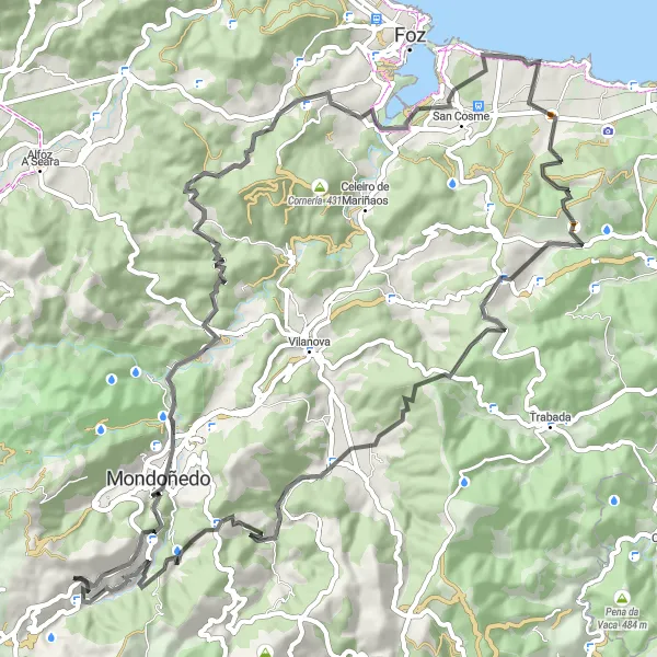 Miniatura mapy "Trasa Mondoñedo" - trasy rowerowej w Galicia, Spain. Wygenerowane przez planer tras rowerowych Tarmacs.app