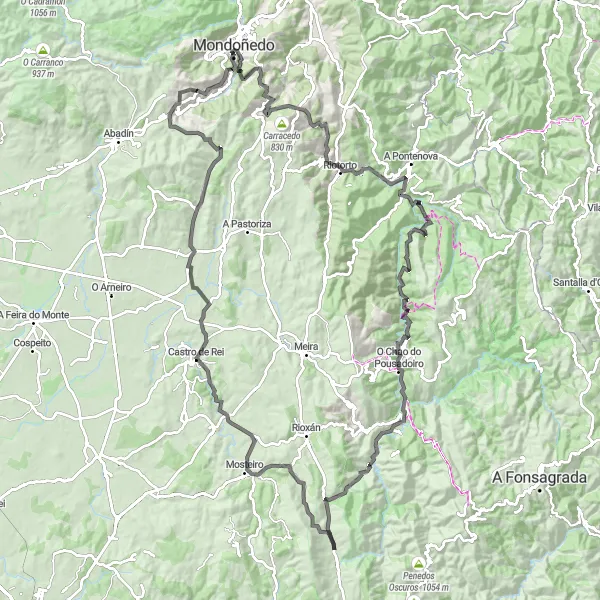 Miniatura mapy "Wizyta w Malowniczych Wioskach i Wędrówka Alejami Natury" - trasy rowerowej w Galicia, Spain. Wygenerowane przez planer tras rowerowych Tarmacs.app