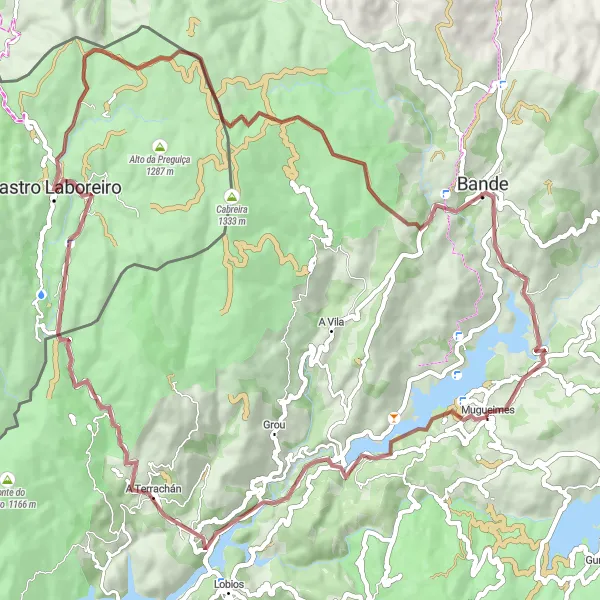 Miniaturní mapa "Gravel Tour Encoro das Conchas" inspirace pro cyklisty v oblasti Galicia, Spain. Vytvořeno pomocí plánovače tras Tarmacs.app