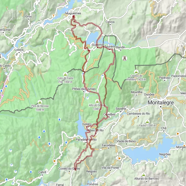 Miniaturní mapa "Gravel od Mugueimes do Porqueirós" inspirace pro cyklisty v oblasti Galicia, Spain. Vytvořeno pomocí plánovače tras Tarmacs.app