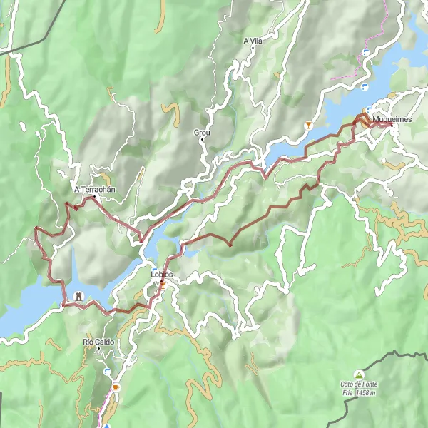 Miniaturní mapa "Gravel Tour As Quintáns" inspirace pro cyklisty v oblasti Galicia, Spain. Vytvořeno pomocí plánovače tras Tarmacs.app