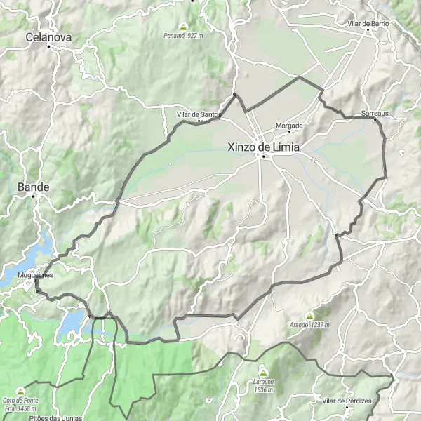 Miniaturní mapa "Road trip od Muiños k Rubiás" inspirace pro cyklisty v oblasti Galicia, Spain. Vytvořeno pomocí plánovače tras Tarmacs.app
