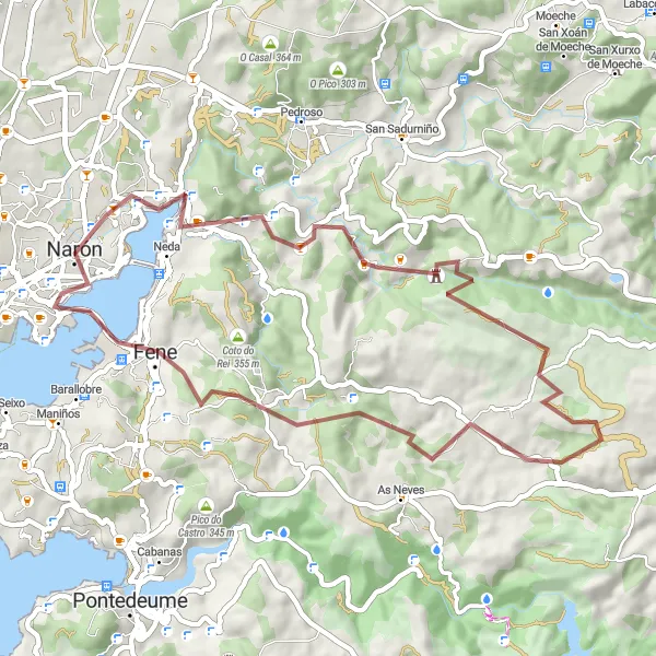 Map miniature of "Neda Gravel Adventure" cycling inspiration in Galicia, Spain. Generated by Tarmacs.app cycling route planner