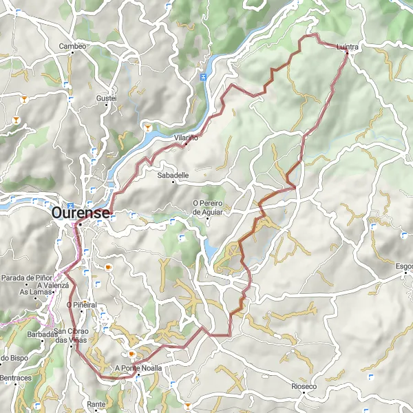 Miniatura della mappa di ispirazione al ciclismo "Avventura in bicicletta tra Ourense e Luíntra" nella regione di Galicia, Spain. Generata da Tarmacs.app, pianificatore di rotte ciclistiche