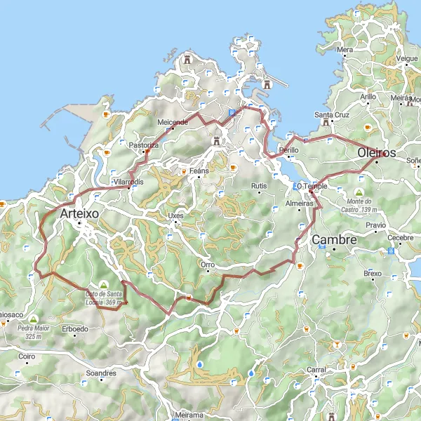 Miniatuurkaart van de fietsinspiratie "Ruta de O Coroto y Meicende" in Galicia, Spain. Gemaakt door de Tarmacs.app fietsrouteplanner