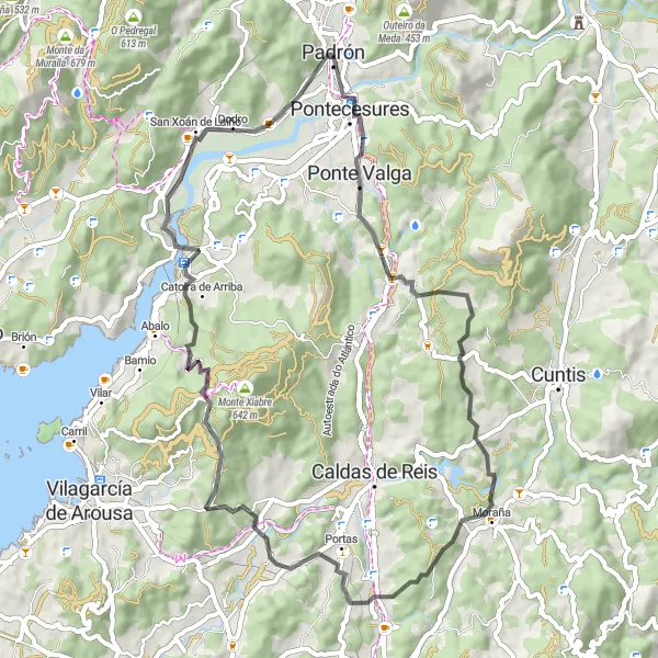 Map miniature of "The Scenic Road Ride" cycling inspiration in Galicia, Spain. Generated by Tarmacs.app cycling route planner