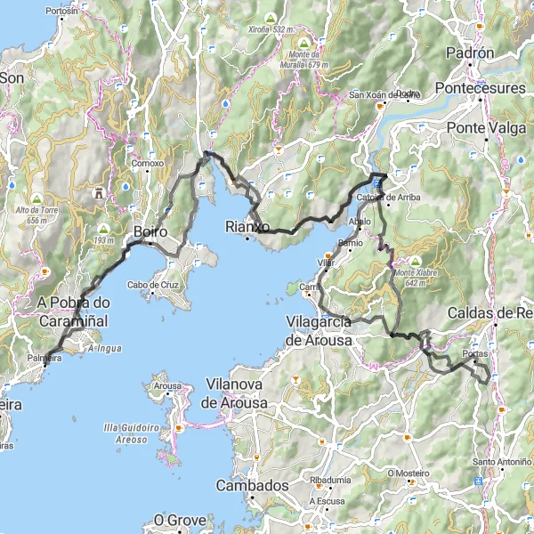 Map miniature of "The Rolling Hills" cycling inspiration in Galicia, Spain. Generated by Tarmacs.app cycling route planner