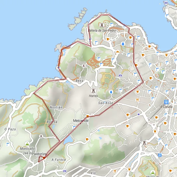 Map miniature of "Borroa Express" cycling inspiration in Galicia, Spain. Generated by Tarmacs.app cycling route planner