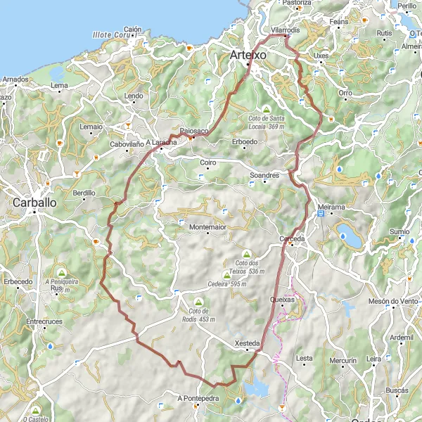 Map miniature of "Voutureira Loop" cycling inspiration in Galicia, Spain. Generated by Tarmacs.app cycling route planner