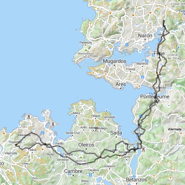 Map miniature of "Pedroso Loop" cycling inspiration in Galicia, Spain. Generated by Tarmacs.app cycling route planner