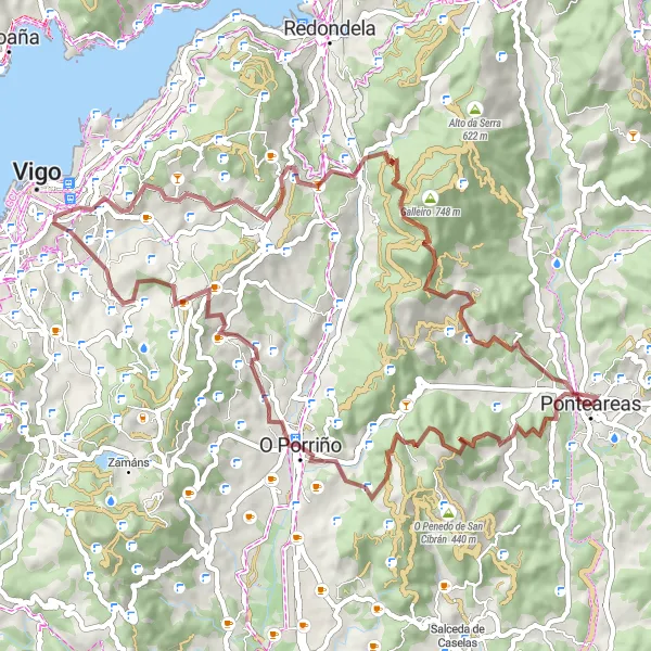 Map miniature of "Cans Loop" cycling inspiration in Galicia, Spain. Generated by Tarmacs.app cycling route planner