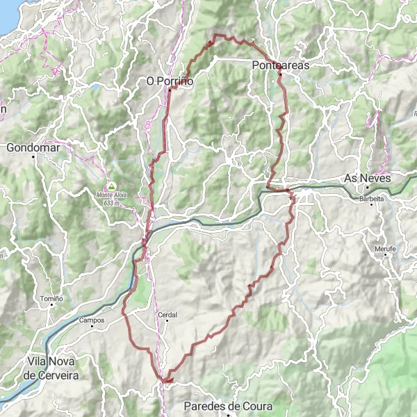 Map miniature of "Angoares Loop" cycling inspiration in Galicia, Spain. Generated by Tarmacs.app cycling route planner