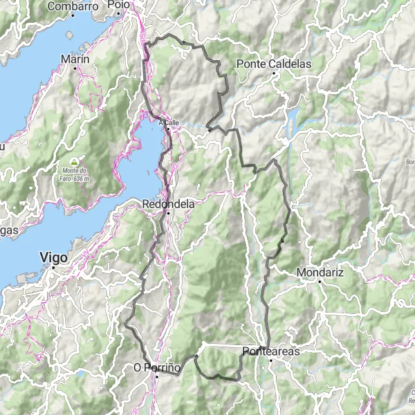 Miniatura della mappa di ispirazione al ciclismo "Avventura in bici tra natura e tradizione galiziana" nella regione di Galicia, Spain. Generata da Tarmacs.app, pianificatore di rotte ciclistiche