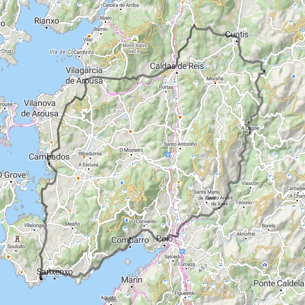 Miniaturní mapa "Silniční cyklotrasa okolo Portonova" inspirace pro cyklisty v oblasti Galicia, Spain. Vytvořeno pomocí plánovače tras Tarmacs.app