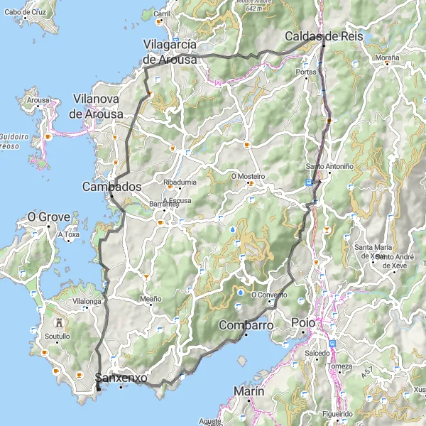 Map miniature of "Galician Countryside Road Cycling Route" cycling inspiration in Galicia, Spain. Generated by Tarmacs.app cycling route planner