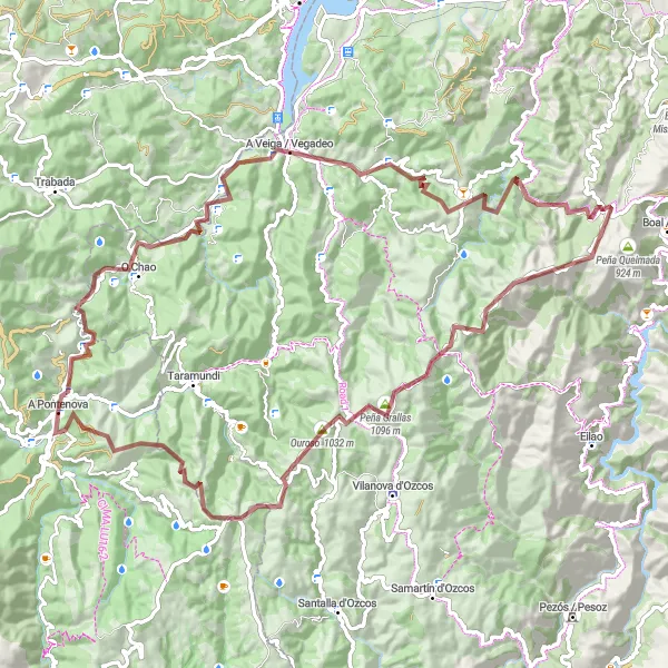 Miniature de la carte de l'inspiration cycliste "Circuit des rivières de Galice" dans la Galicia, Spain. Générée par le planificateur d'itinéraire cycliste Tarmacs.app