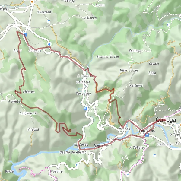 Map miniature of "Galician Gravel Adventure" cycling inspiration in Galicia, Spain. Generated by Tarmacs.app cycling route planner