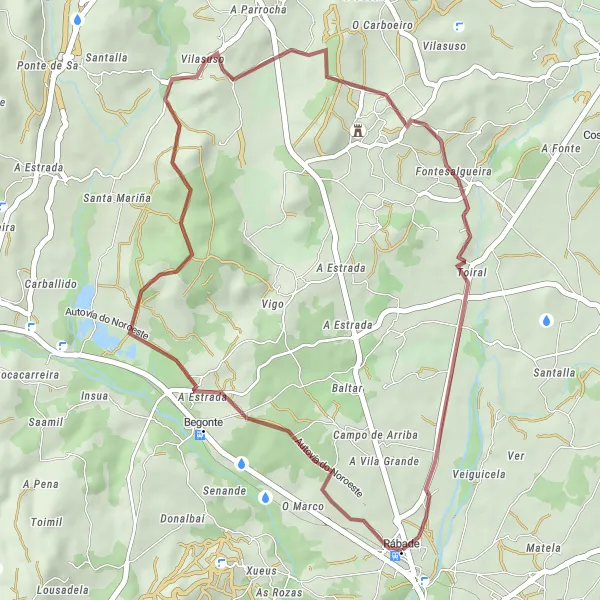 Map miniature of "Scenic Countryside" cycling inspiration in Galicia, Spain. Generated by Tarmacs.app cycling route planner