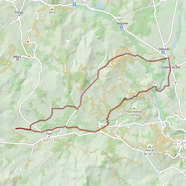 Map miniature of "Gravel Adventure" cycling inspiration in Galicia, Spain. Generated by Tarmacs.app cycling route planner