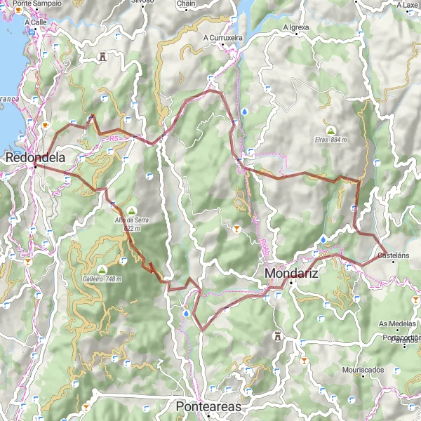 Miniature de la carte de l'inspiration cycliste "Sentiers Secrets de la Galice" dans la Galicia, Spain. Générée par le planificateur d'itinéraire cycliste Tarmacs.app