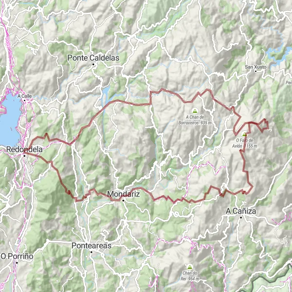 Miniaturní mapa "Gravelový dobrodružný okruh" inspirace pro cyklisty v oblasti Galicia, Spain. Vytvořeno pomocí plánovače tras Tarmacs.app