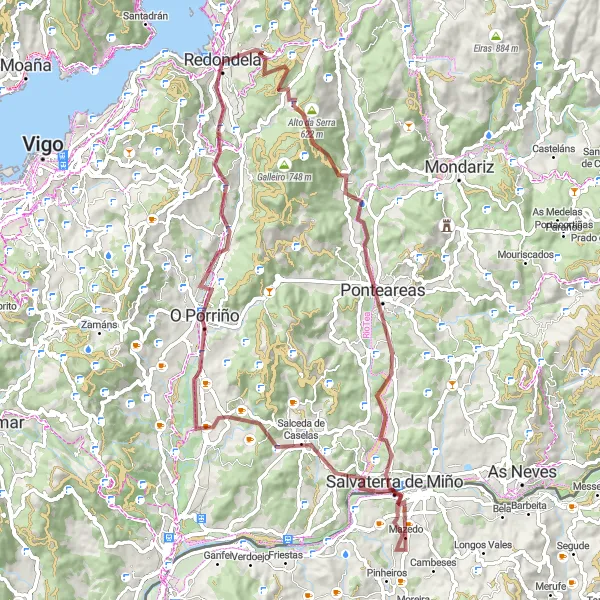 Miniature de la carte de l'inspiration cycliste "Tour des balcons de la rivière Minho" dans la Galicia, Spain. Générée par le planificateur d'itinéraire cycliste Tarmacs.app