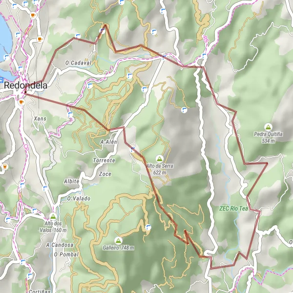 Miniature de la carte de l'inspiration cycliste "Exploration des vallées verdoyantes" dans la Galicia, Spain. Générée par le planificateur d'itinéraire cycliste Tarmacs.app