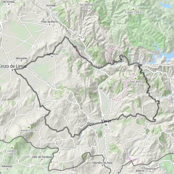 Miniatuurkaart van de fietsinspiratie "Bezienswaardigheden en valleien van Galicië" in Galicia, Spain. Gemaakt door de Tarmacs.app fietsrouteplanner