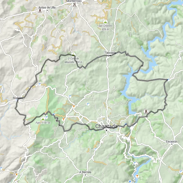 Miniatuurkaart van de fietsinspiratie "Fondoreses en Xabaldiño Route" in Galicia, Spain. Gemaakt door de Tarmacs.app fietsrouteplanner