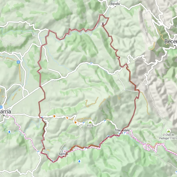 Miniatura mapy "Trasa rowerowa w pobliżu Samos (Galicja, Hiszpania)" - trasy rowerowej w Galicia, Spain. Wygenerowane przez planer tras rowerowych Tarmacs.app