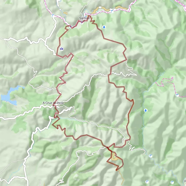 Miniatura mapy "Przejażdżka szlakiem gravelowym z Samos" - trasy rowerowej w Galicia, Spain. Wygenerowane przez planer tras rowerowych Tarmacs.app