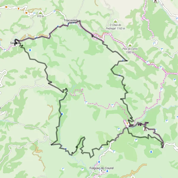 Miniatura mapy "Trasa rowerowa Samos - Esperante" - trasy rowerowej w Galicia, Spain. Wygenerowane przez planer tras rowerowych Tarmacs.app