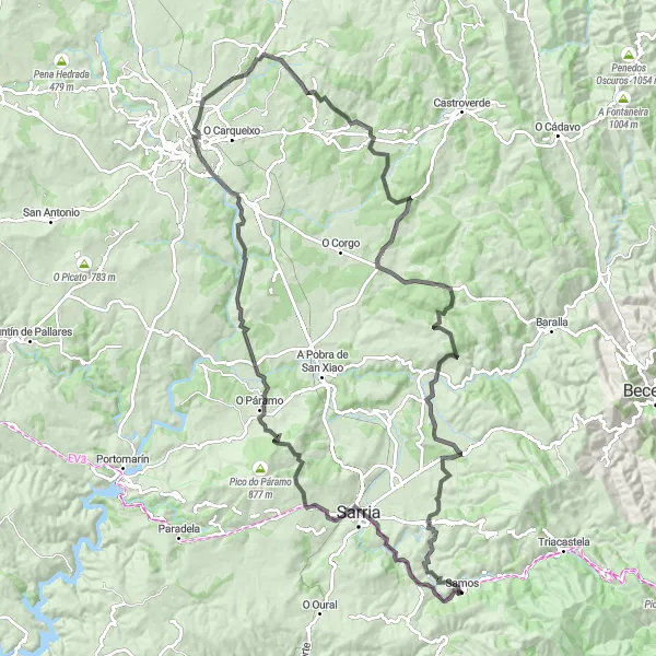 Miniatura mapy "Trasa przez wzgórza Galicji" - trasy rowerowej w Galicia, Spain. Wygenerowane przez planer tras rowerowych Tarmacs.app