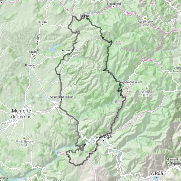 Miniatura mapy "Trasa rowerowa Samos - Castro de Formigueiros" - trasy rowerowej w Galicia, Spain. Wygenerowane przez planer tras rowerowych Tarmacs.app