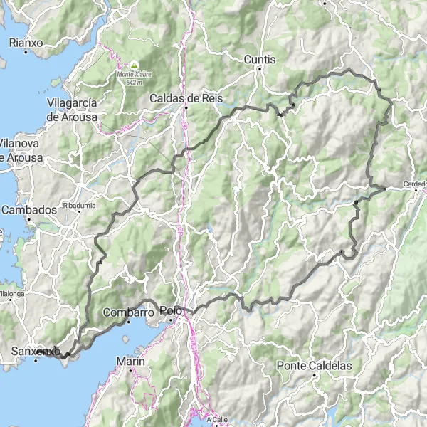 Miniatura mapy "Trasa rowerowa w okolicach Sanxenxo" - trasy rowerowej w Galicia, Spain. Wygenerowane przez planer tras rowerowych Tarmacs.app