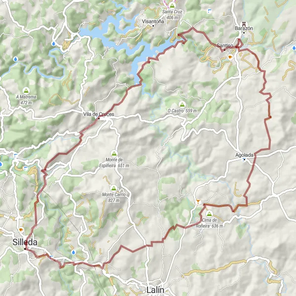 Map miniature of "Natural Delights: Vila de Cruces Loop" cycling inspiration in Galicia, Spain. Generated by Tarmacs.app cycling route planner