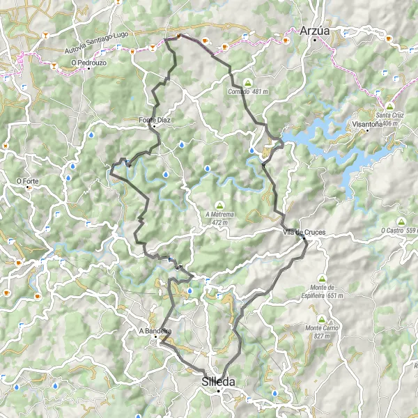 Map miniature of "Cultural and Natural Gems: Out and About" cycling inspiration in Galicia, Spain. Generated by Tarmacs.app cycling route planner