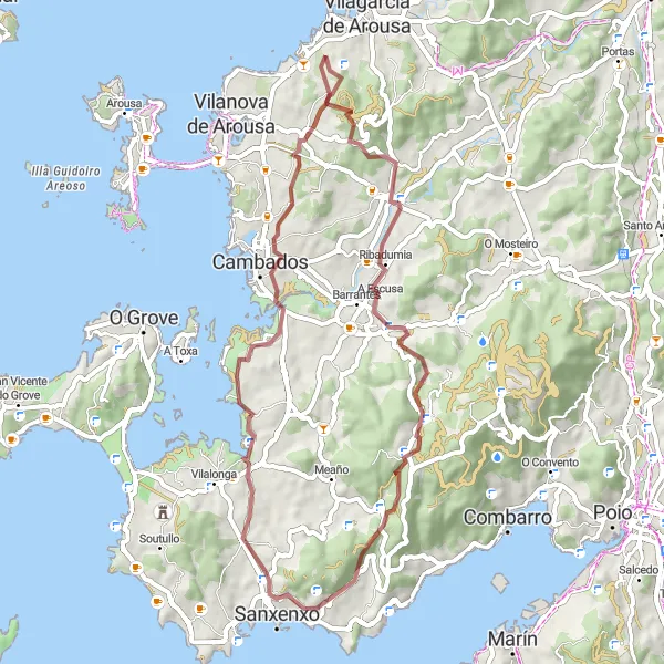 Map miniature of "A Gravel Escape to Nature" cycling inspiration in Galicia, Spain. Generated by Tarmacs.app cycling route planner