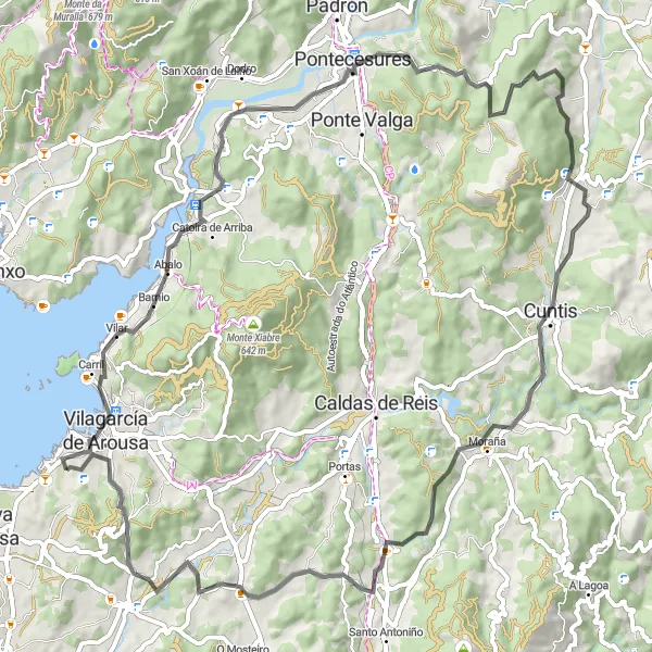 Map miniature of "Catoira Road Adventure" cycling inspiration in Galicia, Spain. Generated by Tarmacs.app cycling route planner