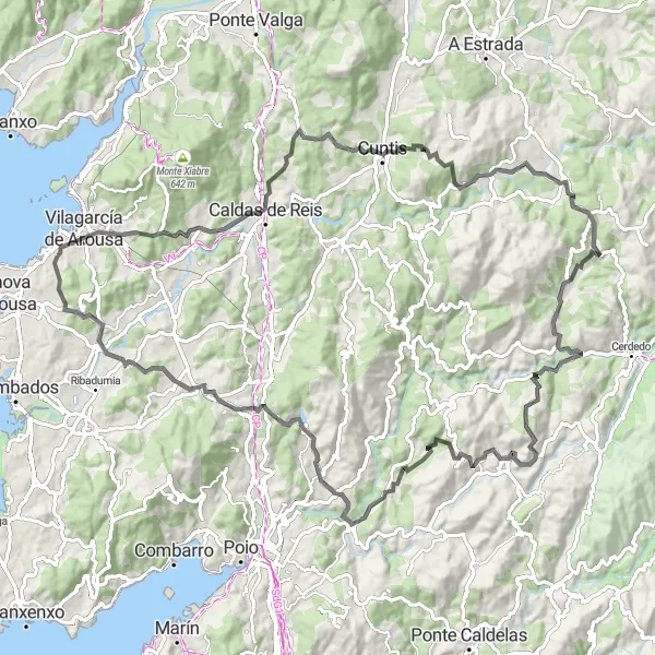 Map miniature of "Coastal Challenge" cycling inspiration in Galicia, Spain. Generated by Tarmacs.app cycling route planner